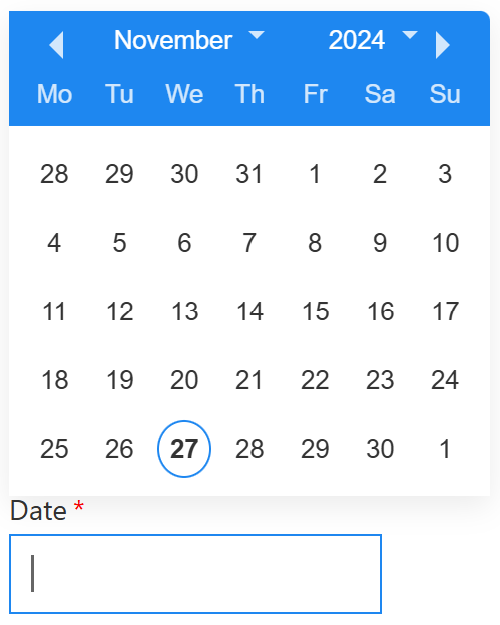 Date component rendered