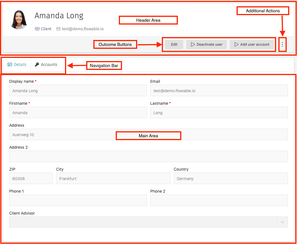 61 contacts details panel areas