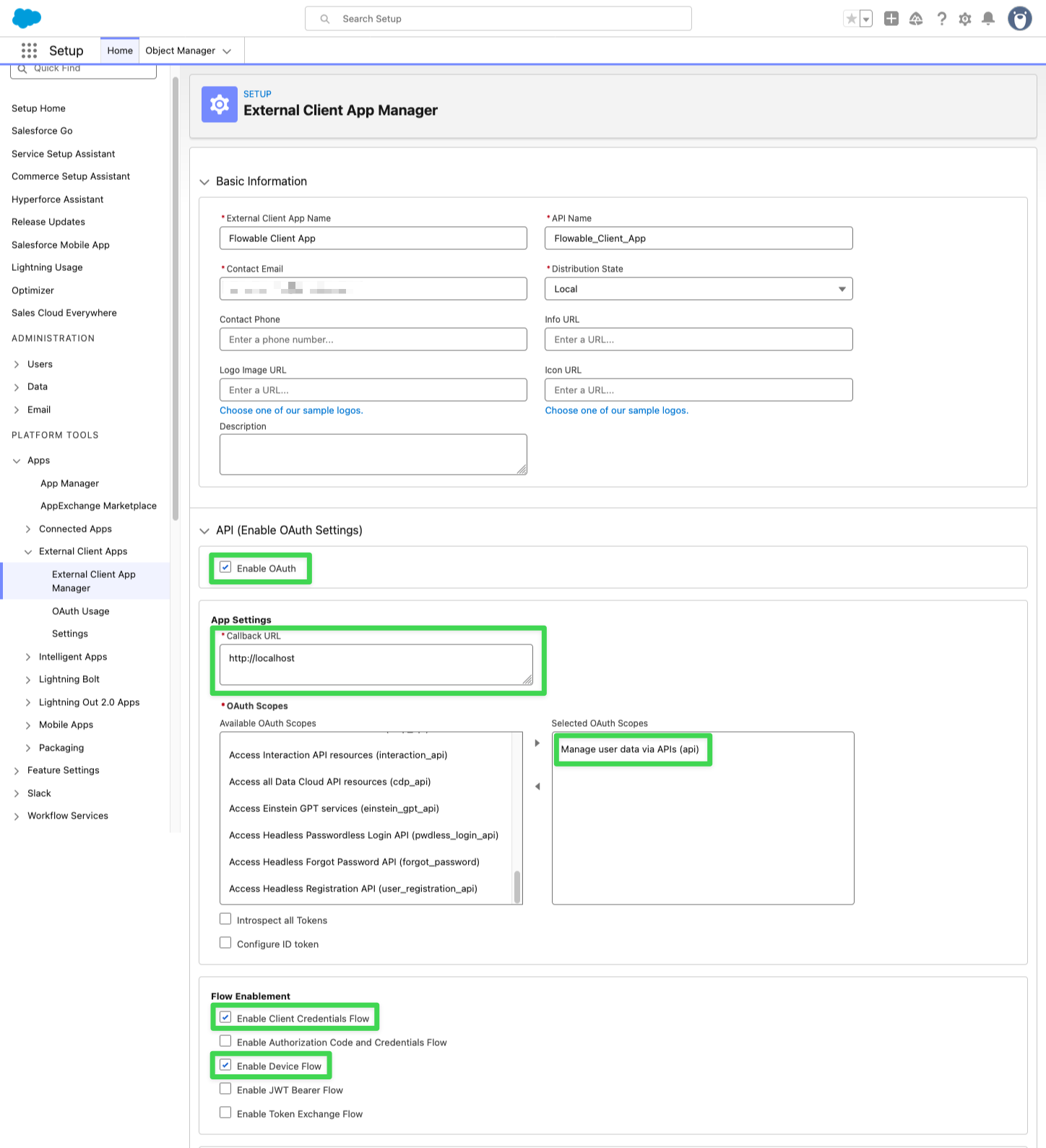 Salesforce Connected App Create