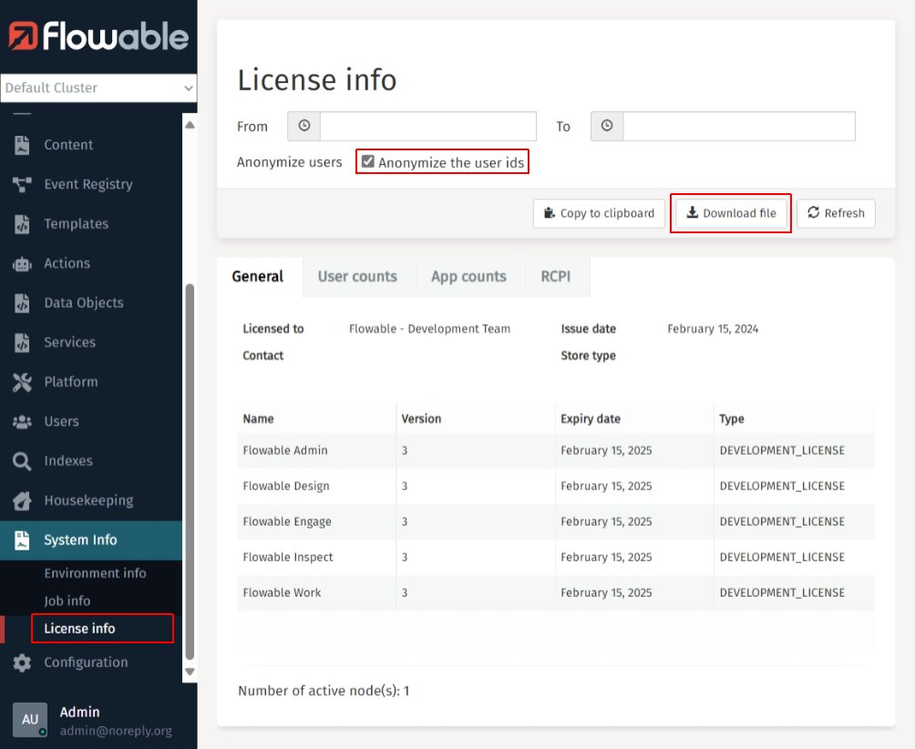 Download License Usage statistics in Flowable Control