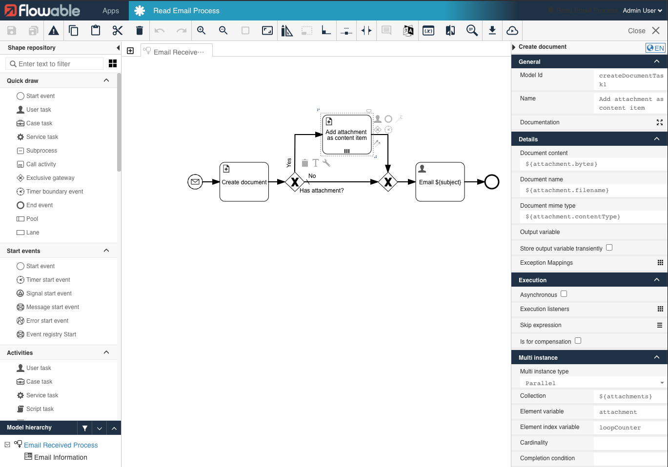 Add attachments configuration