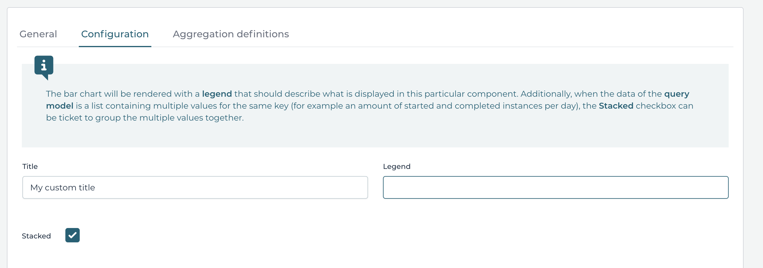 Bar Chart Dashboard Component Configuration