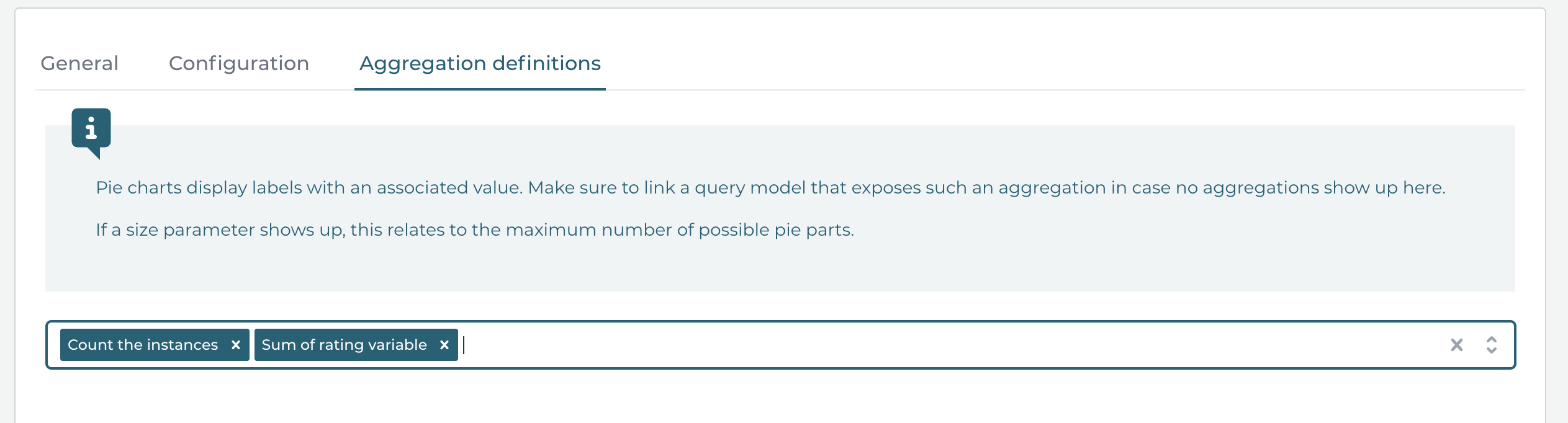 Pie Dashboard Component Aggregations