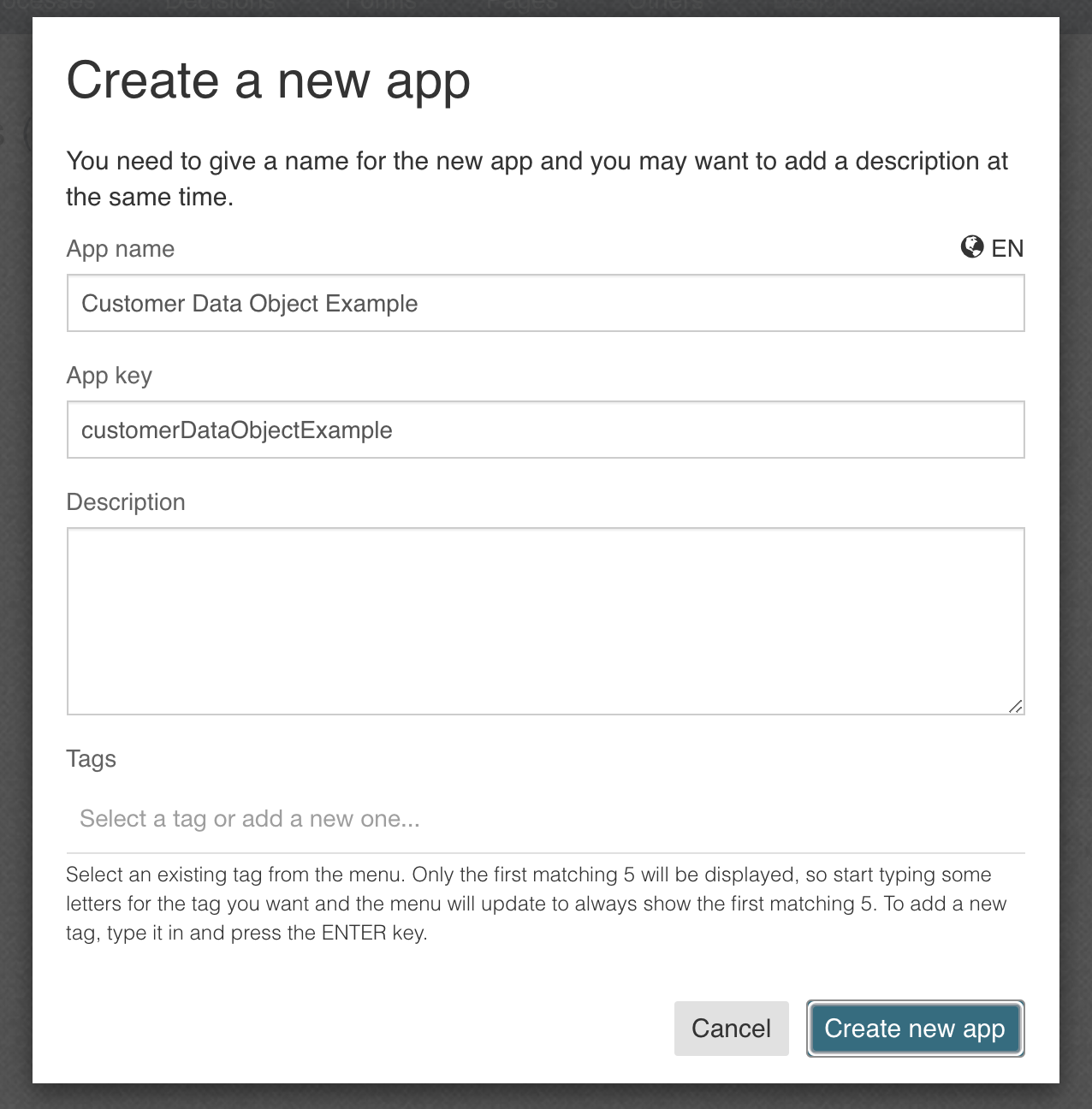 Create an app popup