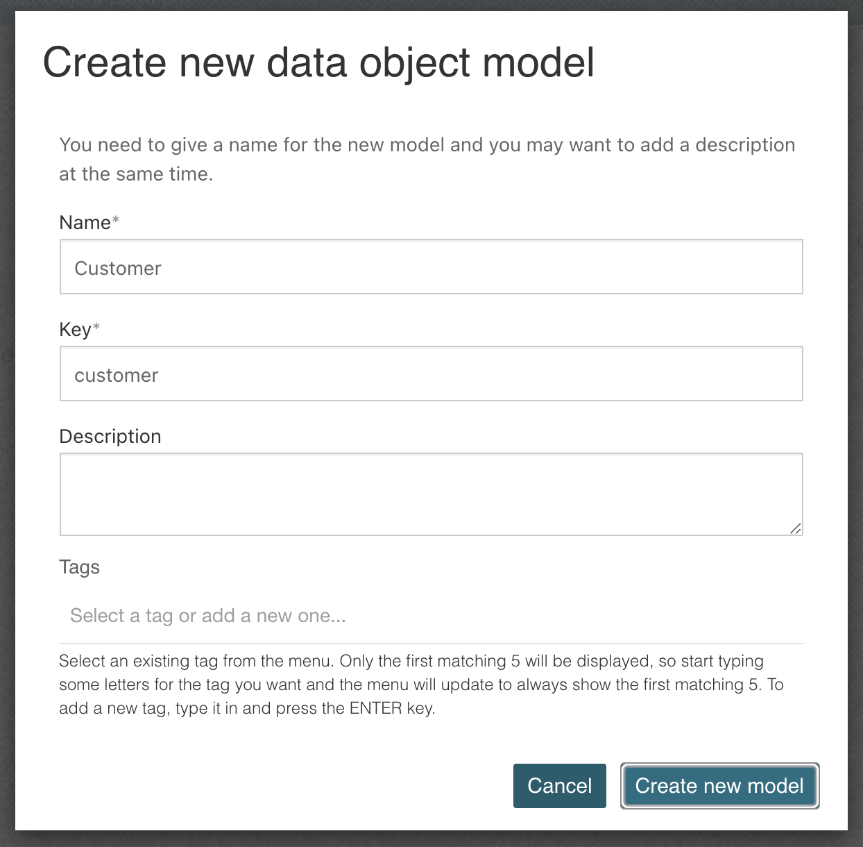 Create data object model