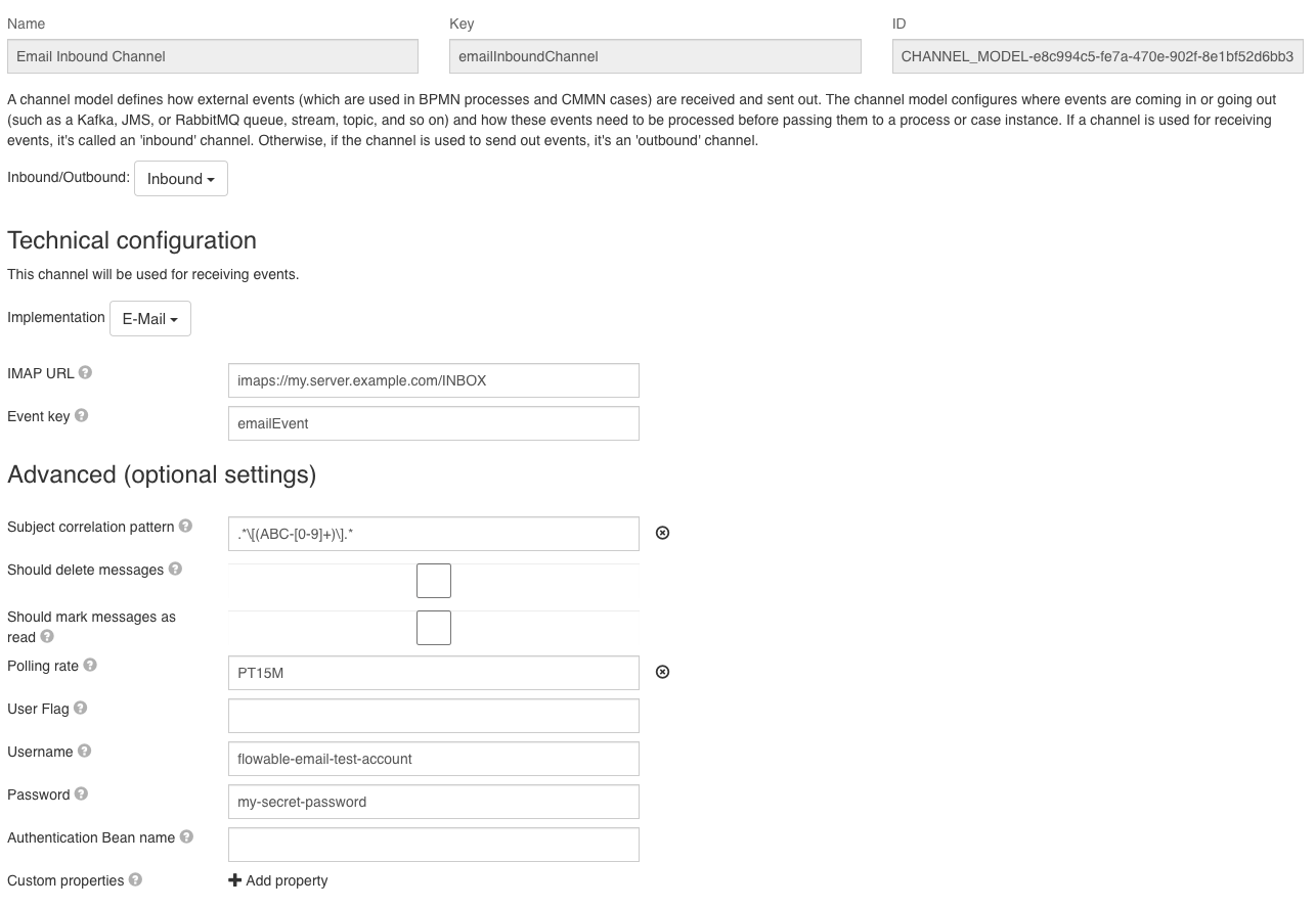 Channel configuration example