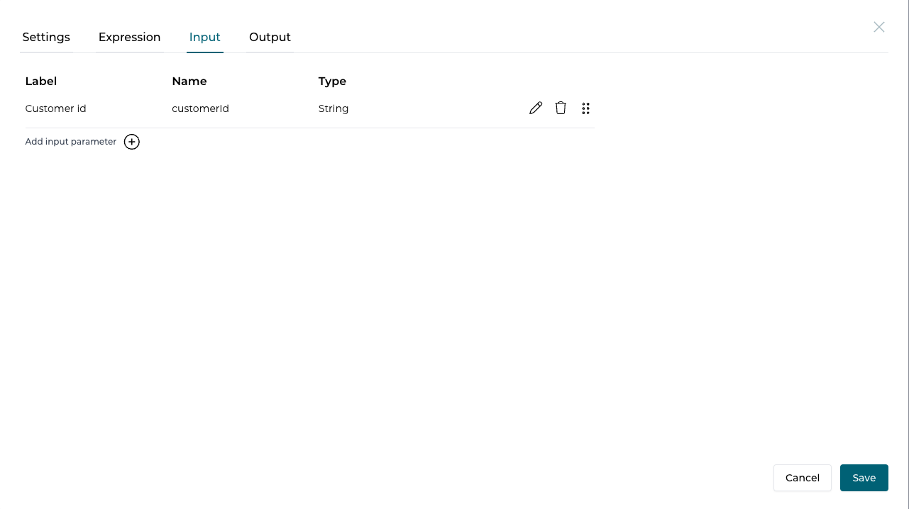 Configure the input parameters for the operation