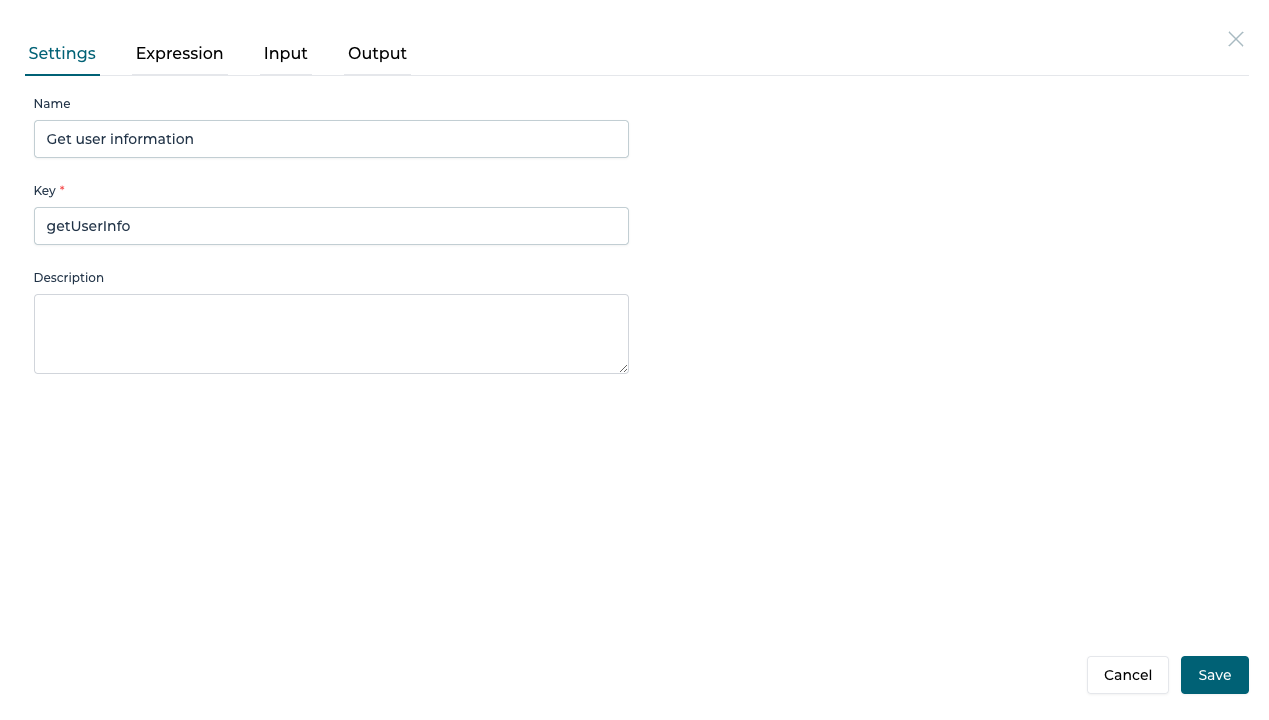 Configure name and key of the operation