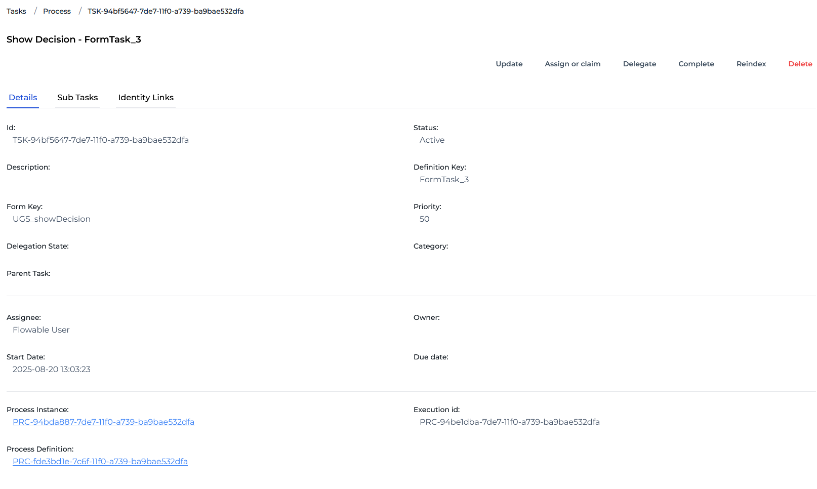 task details view