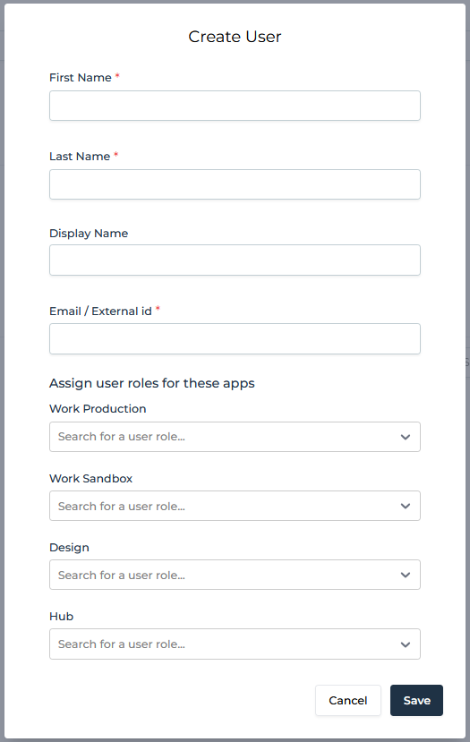 create user screen
