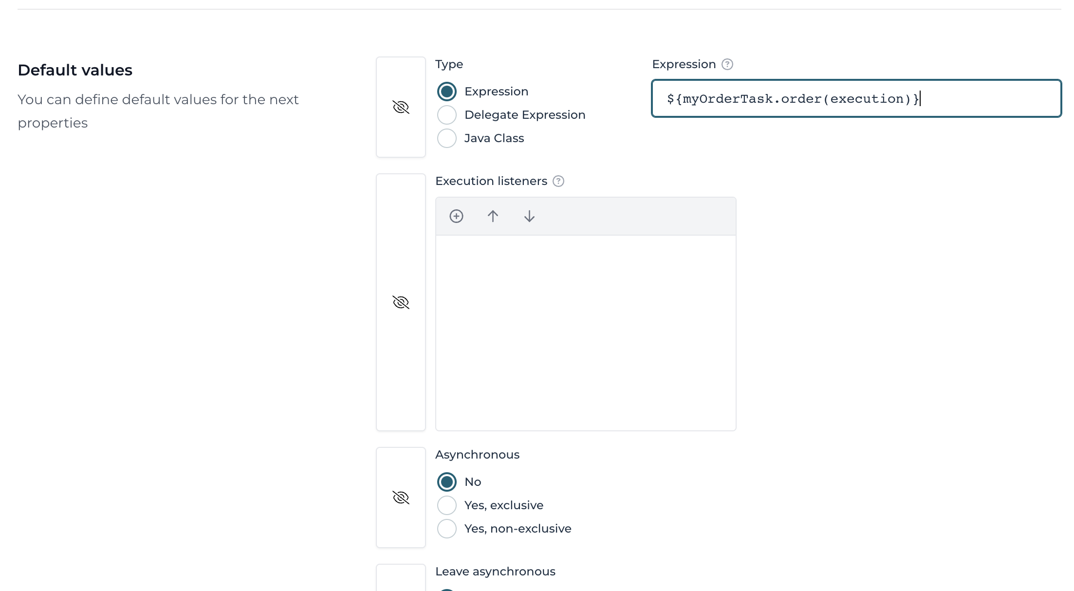 Service task default properties