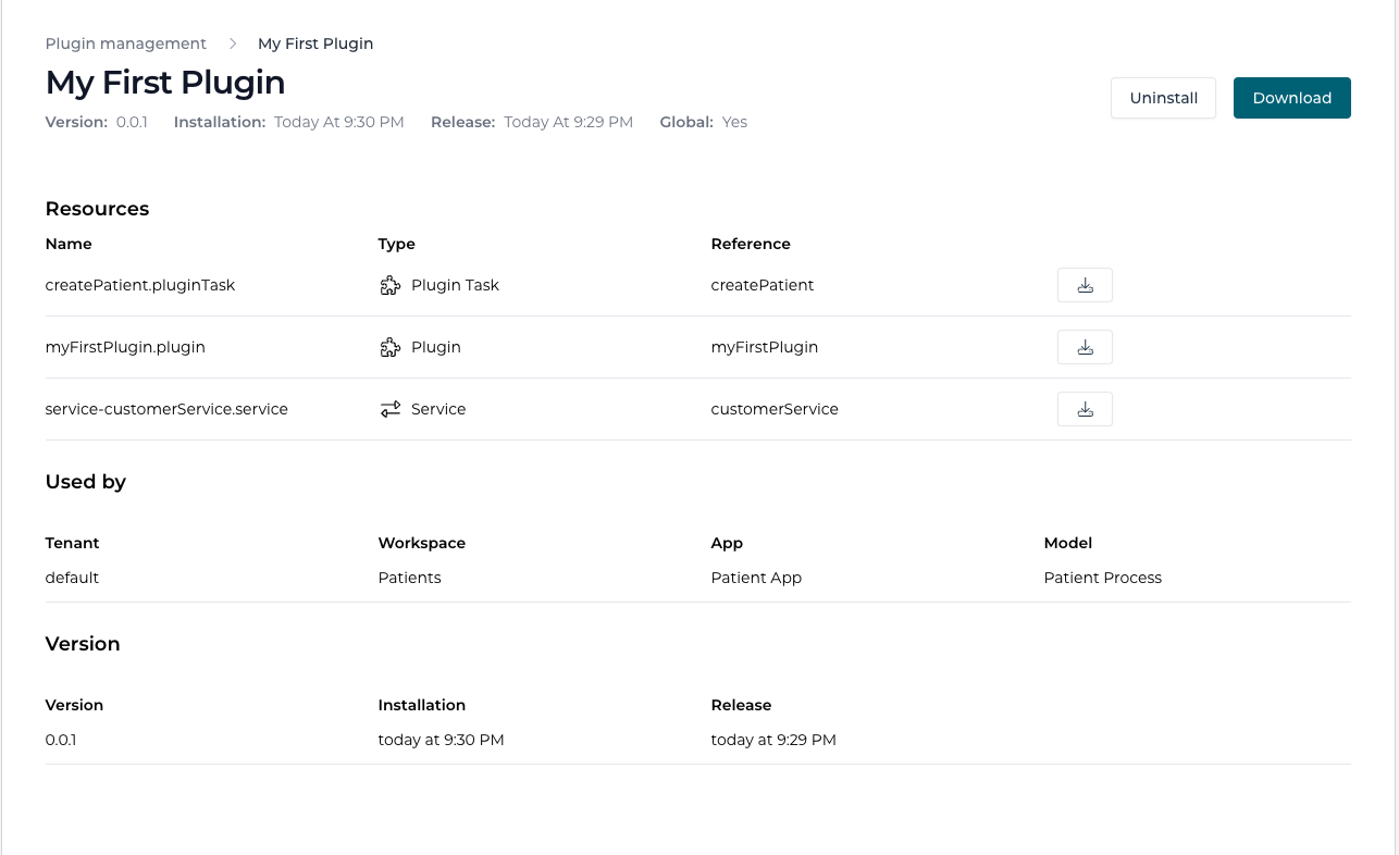 Plugin management plugin view