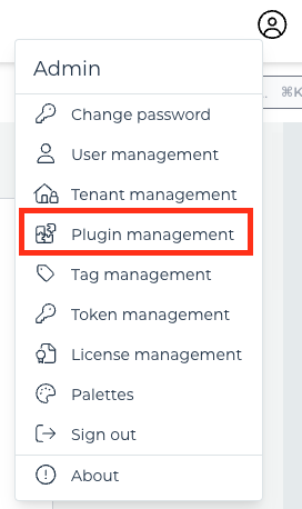 Plugin management user dropdown