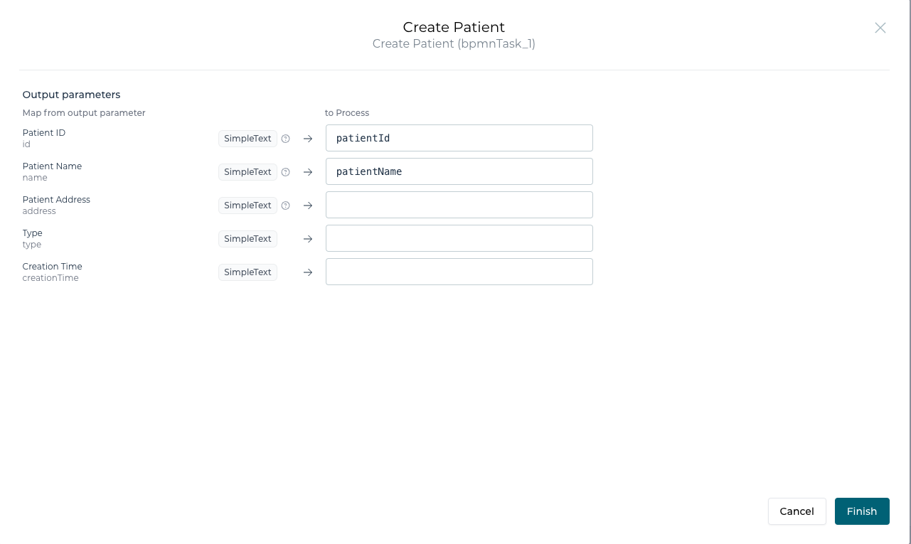 Plugin task service registry output parameters modal