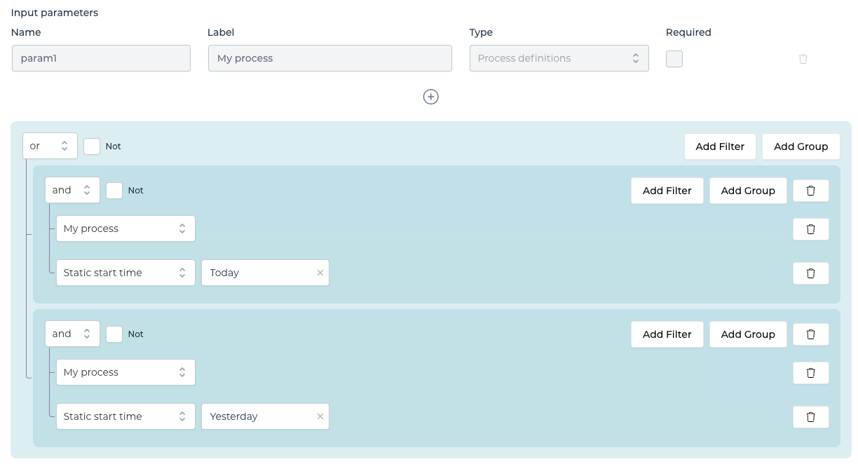 Query model builder Filter Tab