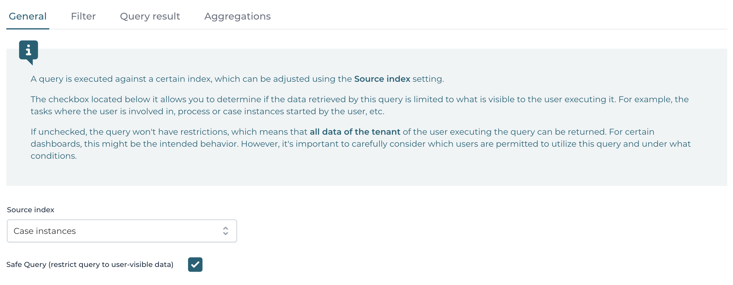 Query model builder General Tab