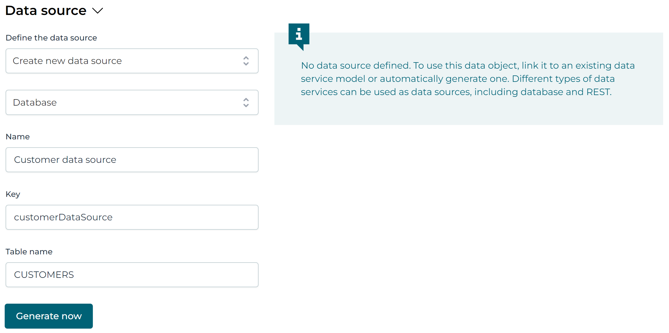 Data object database data source