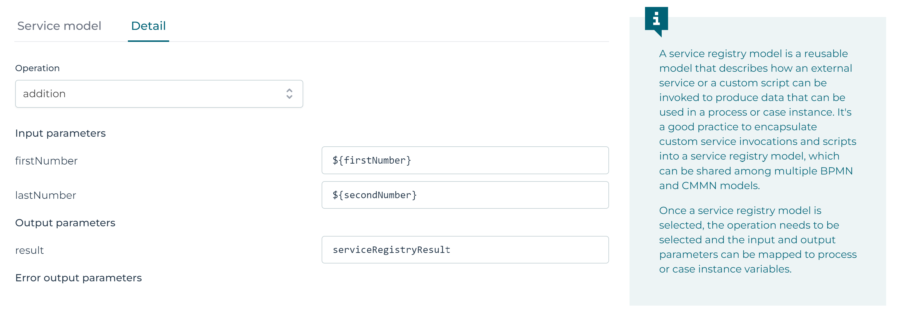 Service Registry Task Configuration in Flowable Design