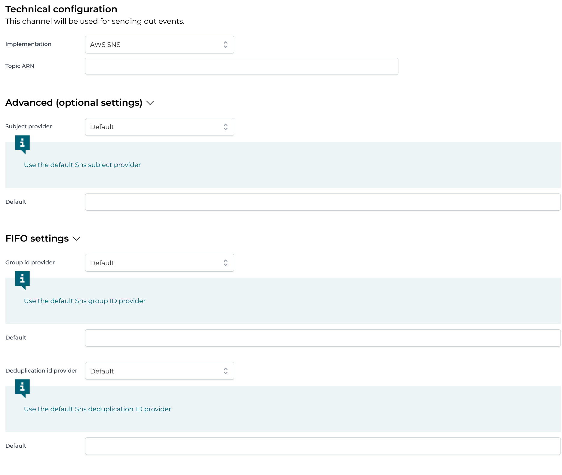 SNS Outbound Properties UI