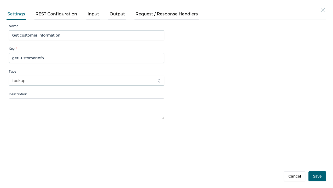 Configure name and key of the operation