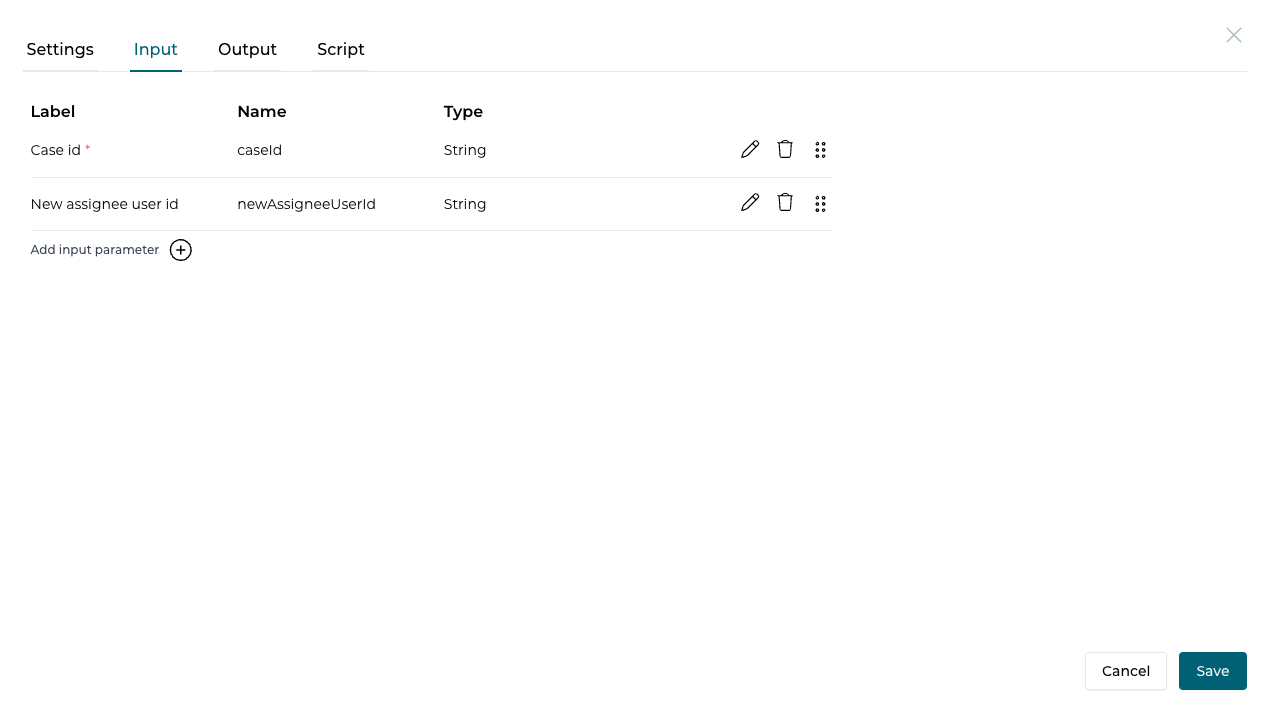 Configure the input parameters for the operation