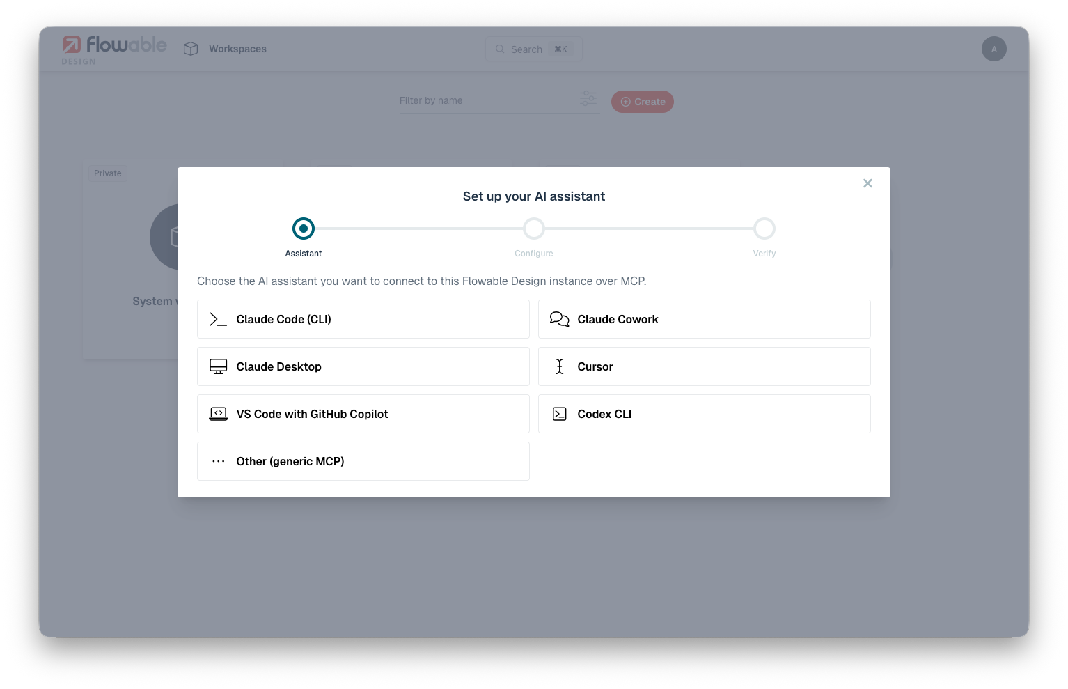 Choosing the AI assistant to connect