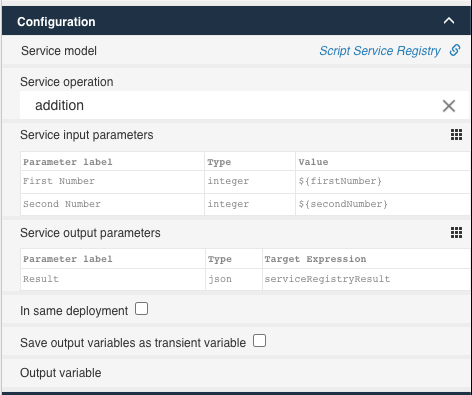 Service Registry Task Configuration in Flowable Design