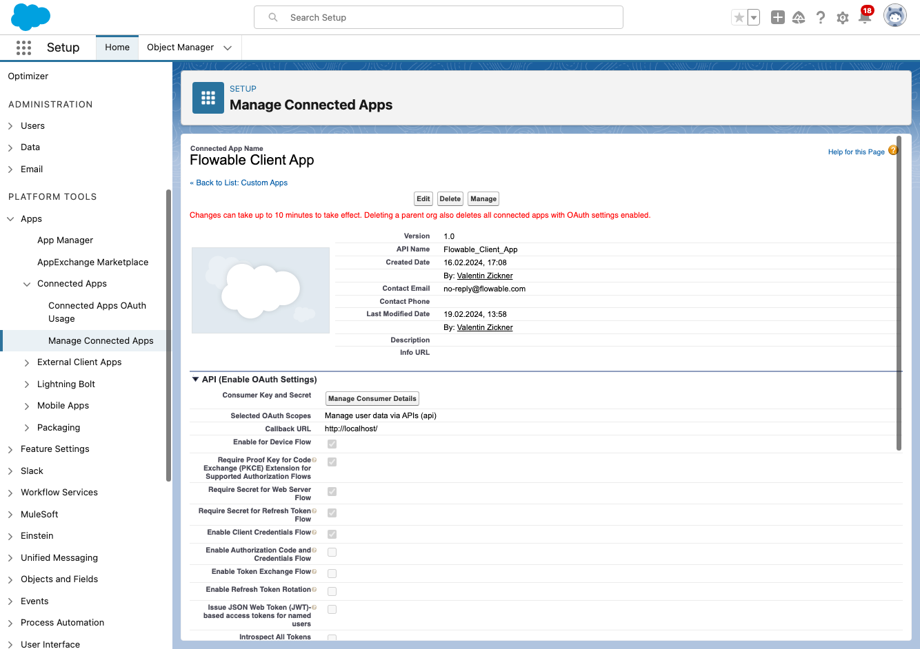 Newly created app in salesforce