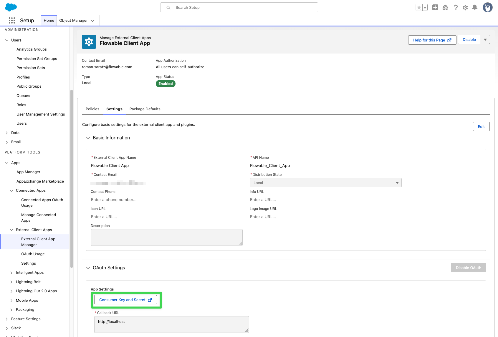 Newly created app in salesforce