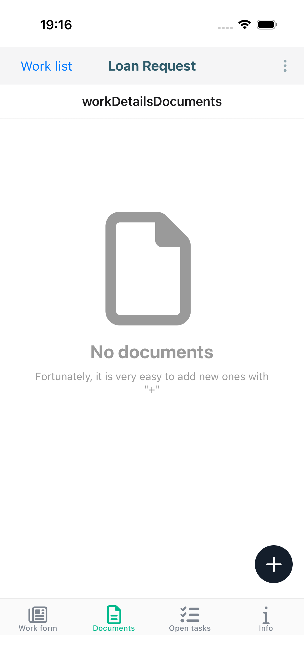 Work documents tab